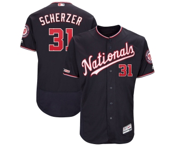Washington Nationals #31 Max Scherzer Majestic Alternate Authentic Collection Flex Base Player Navy Jersey