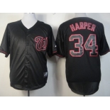 Washington Nationals #34 Bryce Harper Black Fashion Jersey
