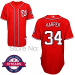 Washington Nationals #34 Bryce Harper Red 10TH Jersey