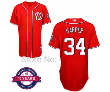 Washington Nationals #34 Bryce Harper Red 10TH Jersey