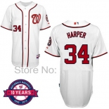 Washington Nationals #34 Bryce Harper White 10TH Jersey
