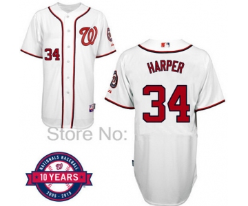 Washington Nationals #34 Bryce Harper White 10TH Jersey