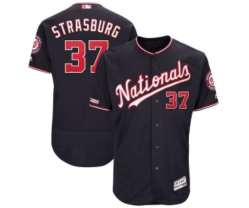 Washington Nationals #37 Stephen Strasburg Majestic Alternate Authentic Collection Flex Base Player Navy Jersey