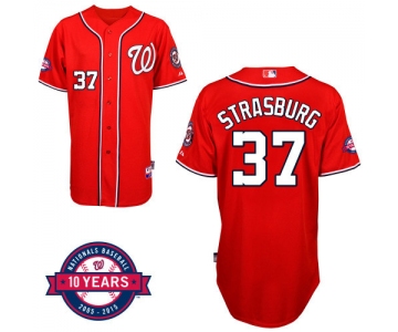 Washington Nationals #37 Stephen Strasburg Red 10TH Jersey