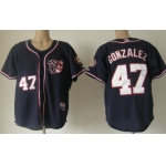 Washington Nationals #47 Gio Gonzalez Navy Blue Jersey