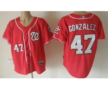 Washington Nationals #47 Gio Gonzalez Red Jersey